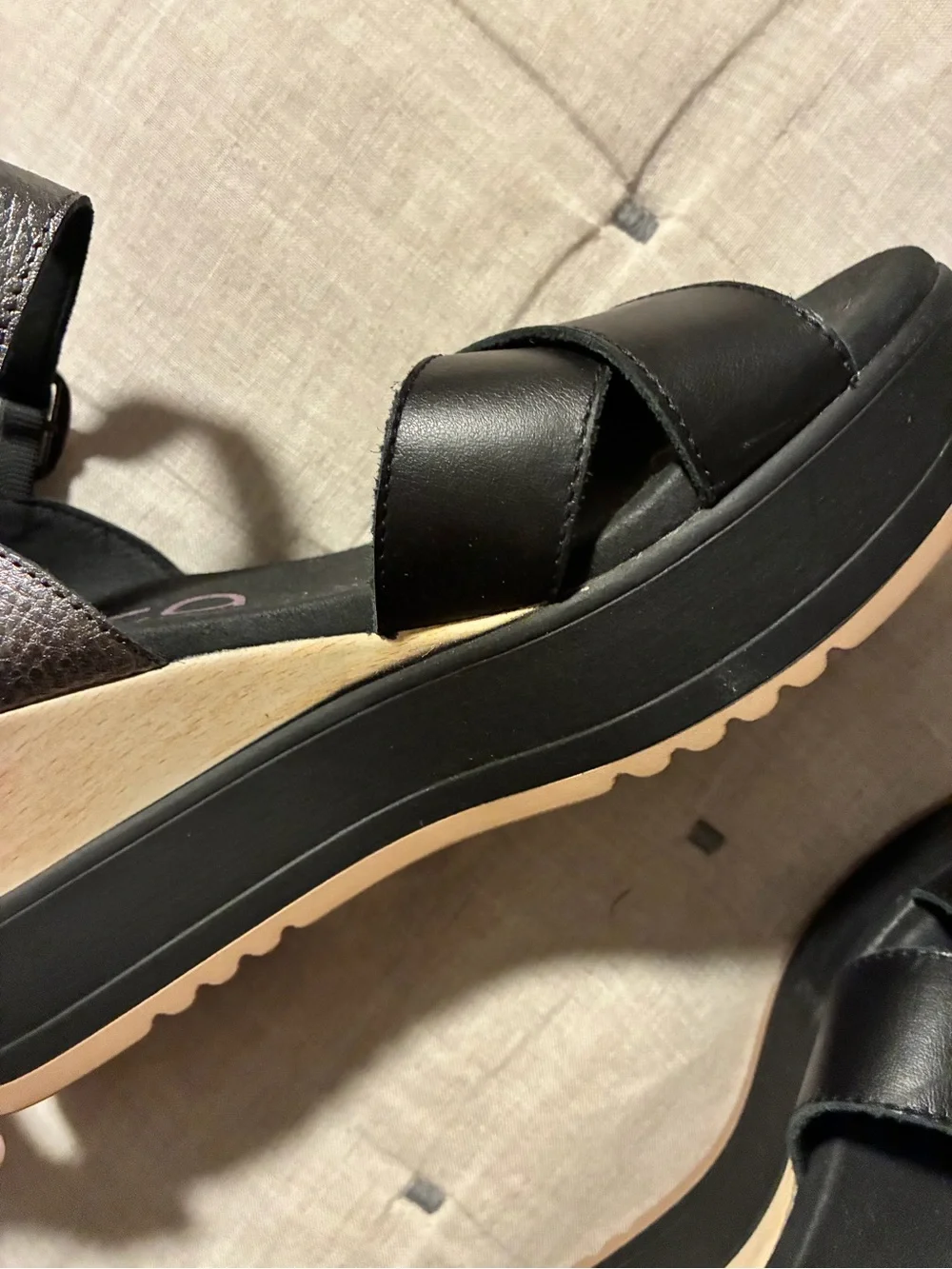 Unisa Black Cross-Strap Ankle-Sling Sandals with Buckle
